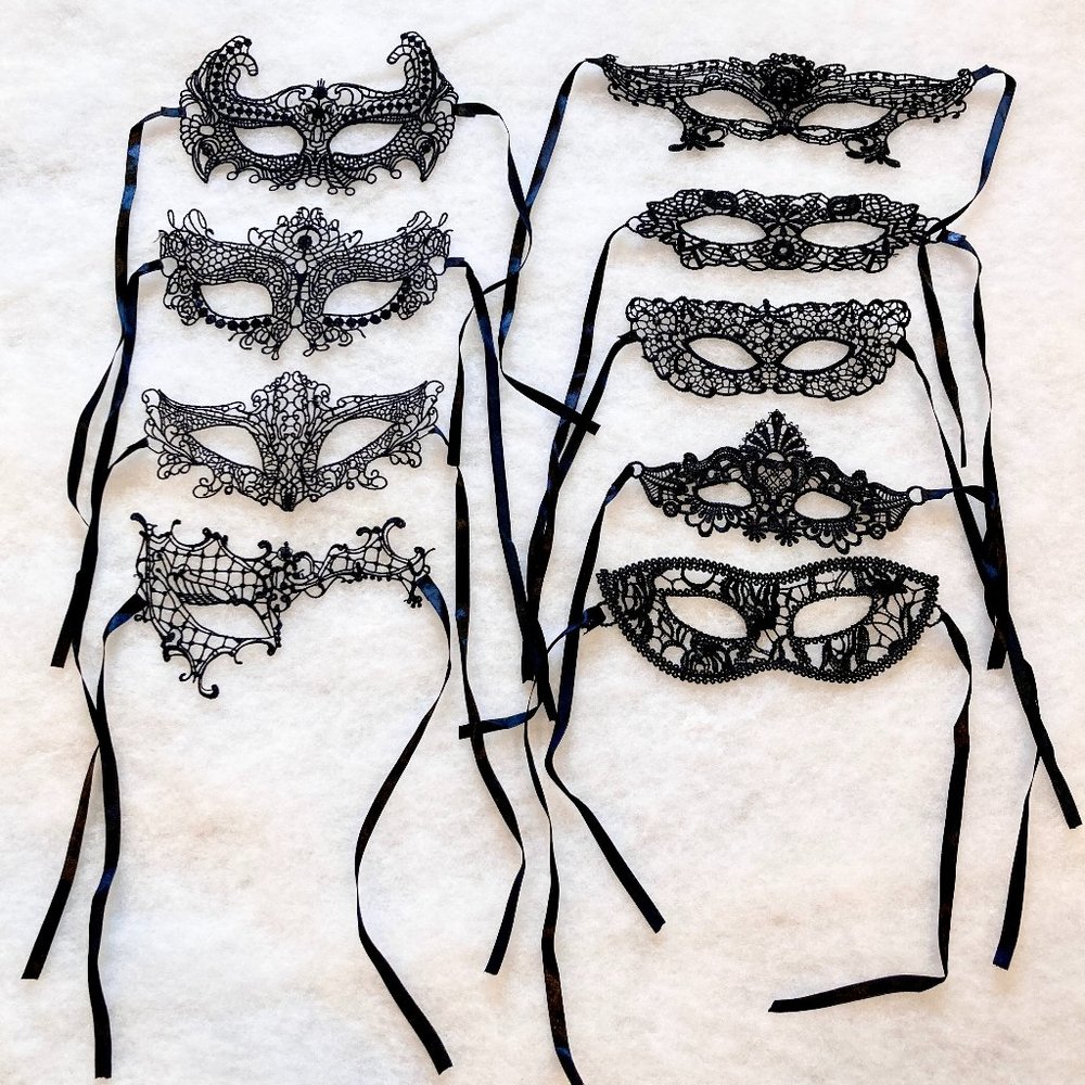 9 Gothic Black Lace Halloween Masquerade Masks